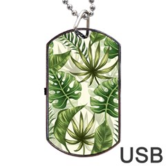 Green Leaves Dog Tag Usb Flash (one Side) by goljakoff