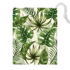 Green Leaves Drawstring Pouch (5xl) by goljakoff