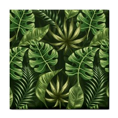 Green Leaves Tile Coaster by goljakoff