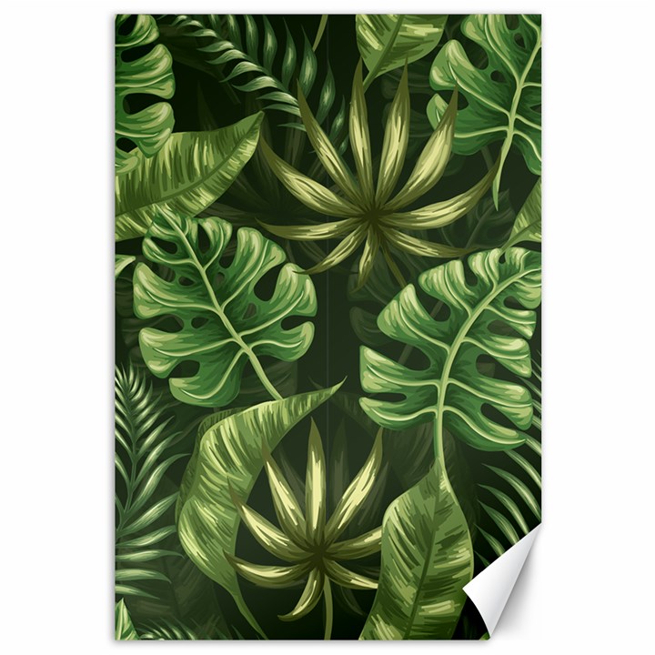 Green leaves Canvas 12  x 18 