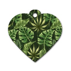 Green Leaves Dog Tag Heart (one Side) by goljakoff