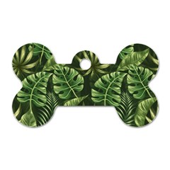 Green Leaves Dog Tag Bone (one Side) by goljakoff