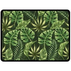 Green Leaves Fleece Blanket (large)  by goljakoff