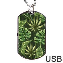 Green Leaves Dog Tag Usb Flash (one Side) by goljakoff