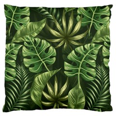 Green Leaves Large Cushion Case (two Sides)