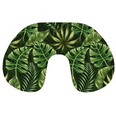 Green Leaves Travel Neck Pillow by goljakoff