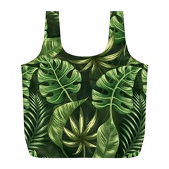 Green Leaves Full Print Recycle Bag (l) by goljakoff