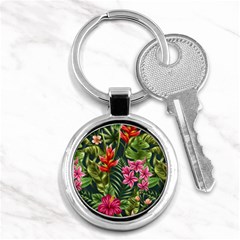 Tropical Flowers Key Chain (round) by goljakoff