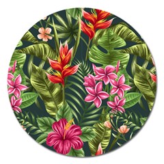 Tropical Flowers Magnet 5  (round) by goljakoff