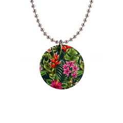 Tropical Flowers 1  Button Necklace by goljakoff