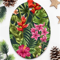 Tropical Flowers Oval Ornament (two Sides) by goljakoff