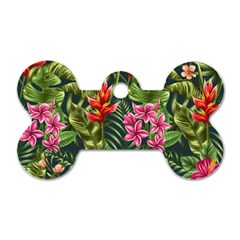 Tropical Flowers Dog Tag Bone (one Side) by goljakoff