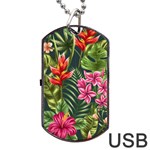 Tropical flowers Dog Tag USB Flash (One Side) Front