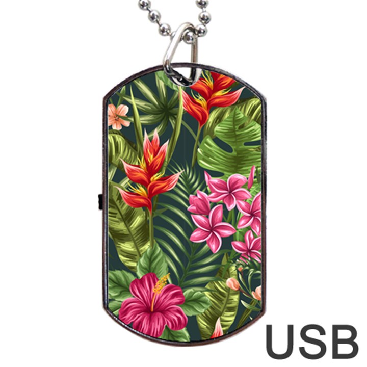 Tropical flowers Dog Tag USB Flash (One Side)