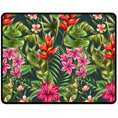 Tropical Flowers Double Sided Fleece Blanket (medium)  by goljakoff