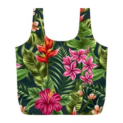 Tropical Flowers Full Print Recycle Bag (l) by goljakoff