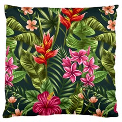 Tropical Flowers Large Flano Cushion Case (one Side) by goljakoff