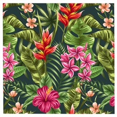 Tropical Flowers Wooden Puzzle Square by goljakoff