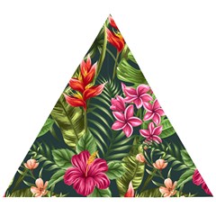 Tropical Flowers Wooden Puzzle Triangle by goljakoff