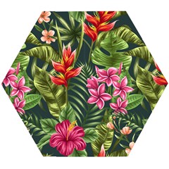 Tropical Flowers Wooden Puzzle Hexagon by goljakoff