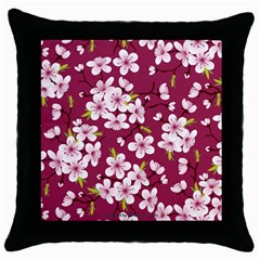 Sakura Throw Pillow Case (black) by goljakoff