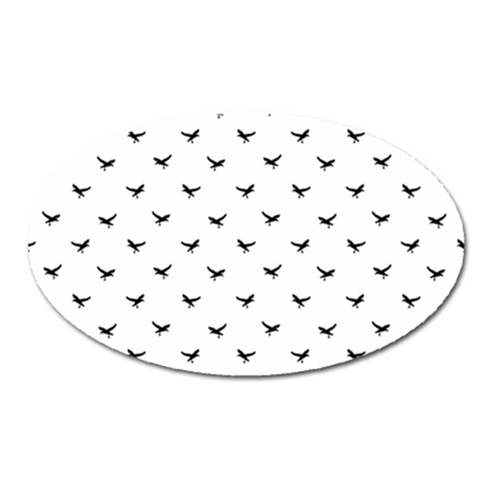 Birds Flying Motif Silhouette Print Pattern Oval Magnet