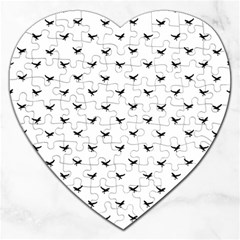 Birds Flying Motif Silhouette Print Pattern Jigsaw Puzzle (heart) by dflcprintsclothing