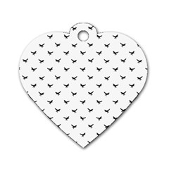 Birds Flying Motif Silhouette Print Pattern Dog Tag Heart (two Sides) by dflcprintsclothing