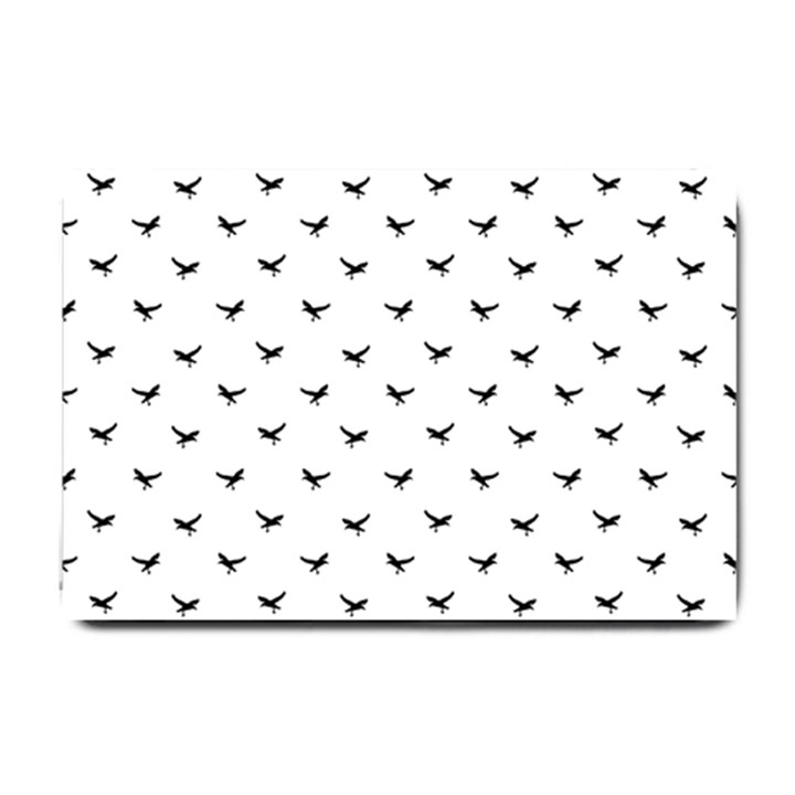 Birds Flying Motif Silhouette Print Pattern Small Doormat 