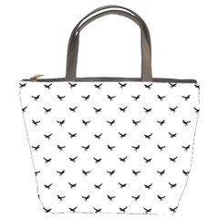 Birds Flying Motif Silhouette Print Pattern Bucket Bag by dflcprintsclothing