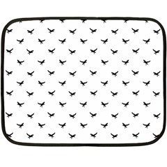 Birds Flying Motif Silhouette Print Pattern Double Sided Fleece Blanket (mini) 