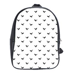 Birds Flying Motif Silhouette Print Pattern School Bag (xl) by dflcprintsclothing