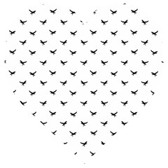 Birds Flying Motif Silhouette Print Pattern Wooden Puzzle Heart by dflcprintsclothing