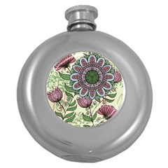 Flower Mandala Round Hip Flask (5 Oz) by goljakoff