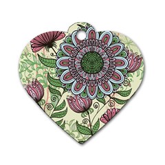 Flower Mandala Dog Tag Heart (two Sides) by goljakoff