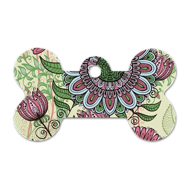 Flower mandala Dog Tag Bone (Two Sides)