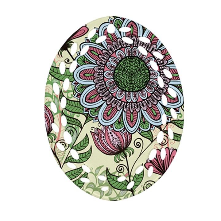 Flower mandala Oval Filigree Ornament (Two Sides)