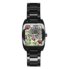 Flower Mandala Stainless Steel Barrel Watch by goljakoff