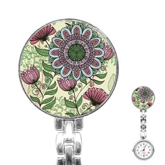 Flower Mandala Stainless Steel Nurses Watch by goljakoff