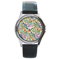 Peacock Pattern Round Metal Watch by goljakoff