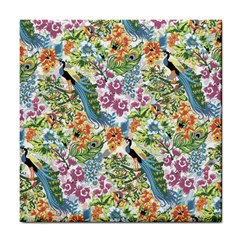 Peacock Pattern Tile Coaster by goljakoff