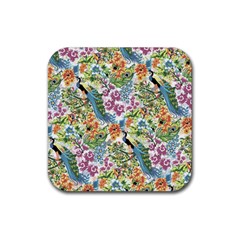 Peacock Pattern Rubber Coaster (square)  by goljakoff