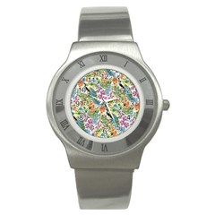 Peacock Pattern Stainless Steel Watch by goljakoff