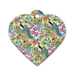 Peacock Pattern Dog Tag Heart (one Side) by goljakoff