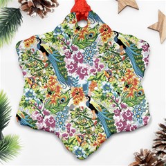 Peacock Pattern Snowflake Ornament (two Sides) by goljakoff