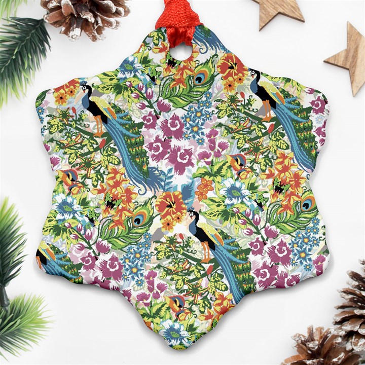 Peacock pattern Snowflake Ornament (Two Sides)