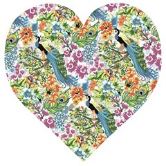 Peacock Pattern Wooden Puzzle Heart by goljakoff