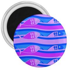 Fish Texture Blue Violet Module 3  Magnets by HermanTelo