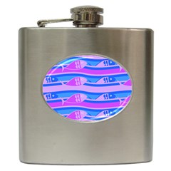 Fish Texture Blue Violet Module Hip Flask (6 Oz) by HermanTelo