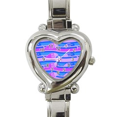 Fish Texture Blue Violet Module Heart Italian Charm Watch